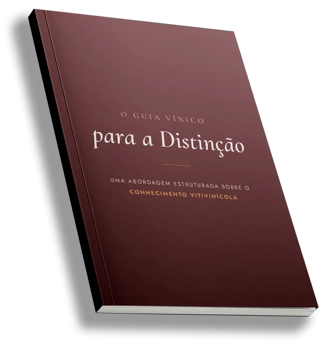 A capa de O Guia Vínico para a Distinção, em bordeaux com o título a creme.